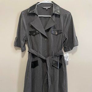 Sharagano New York Belted Shirtdress, Grey/Black, Size 8